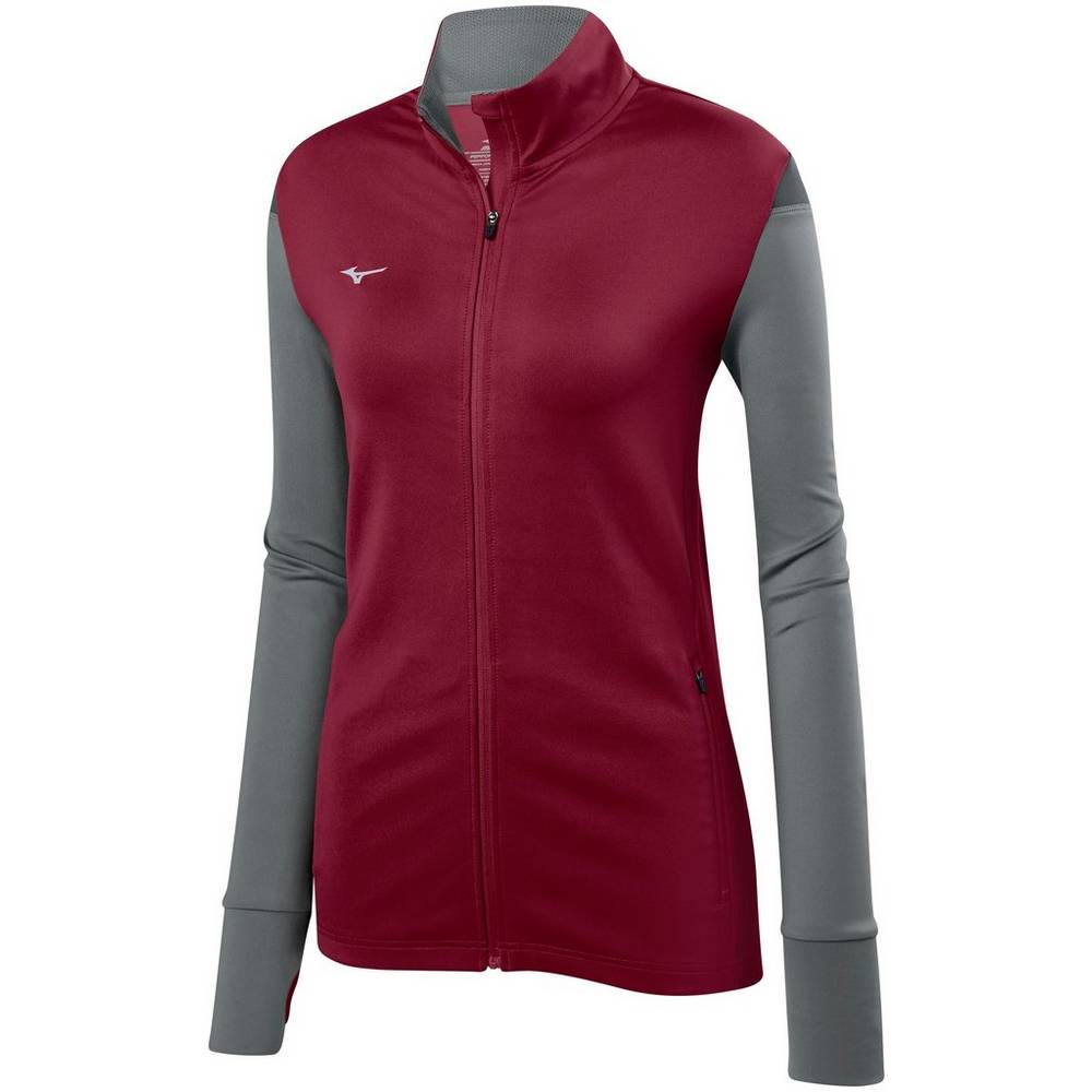 Chaqueta Mizuno Horizon Full Zip Mujer Burdeos/Gris Baratas KWOJ-06794